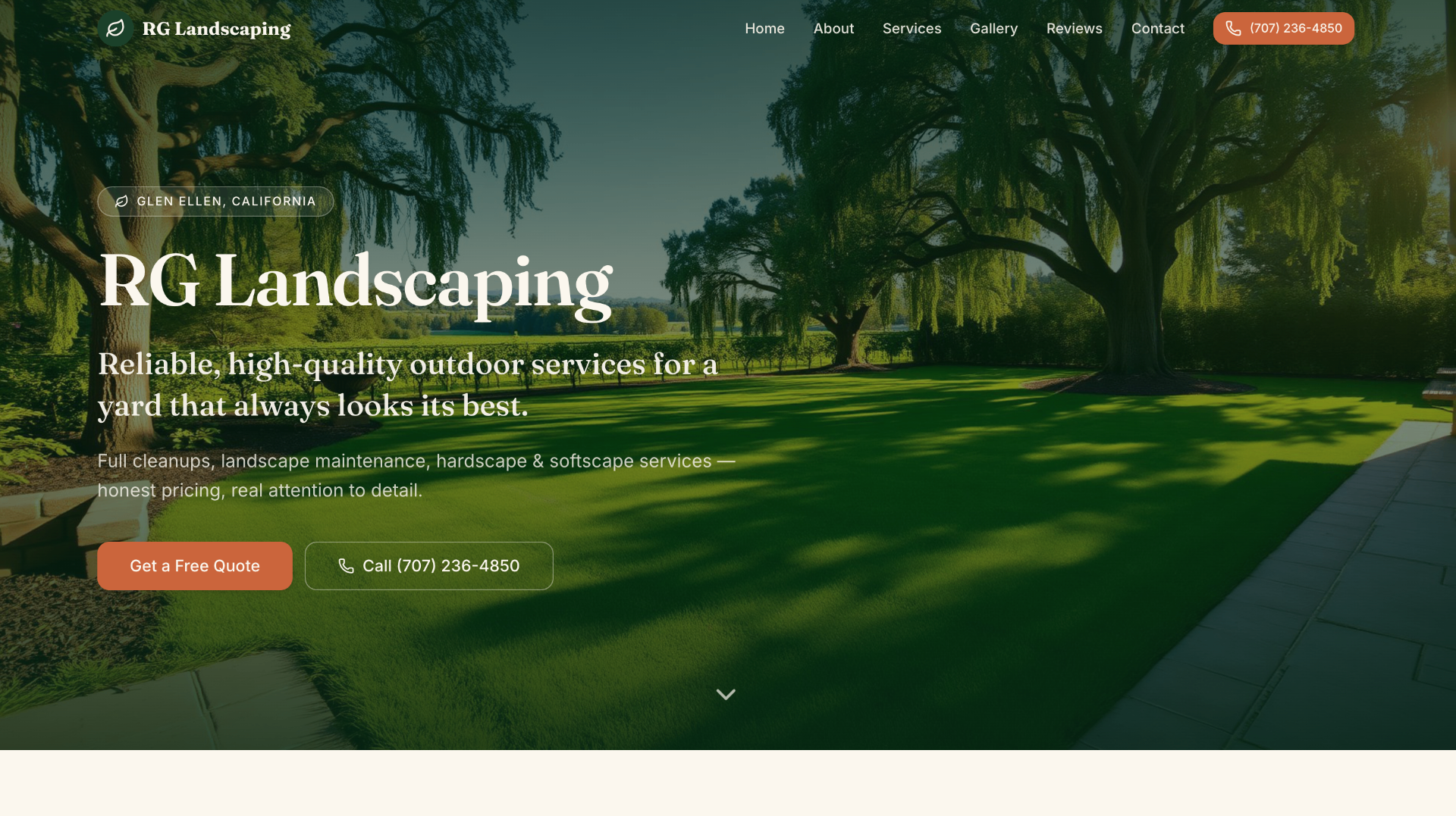 RG Landscaping website